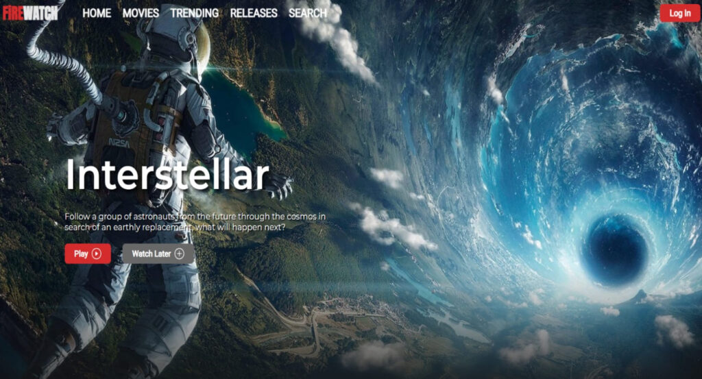 WebDesigner Freelance portfolio sample — streaming platform web design project featuring Interstellar movie banner with SEO‑optimized creative services
